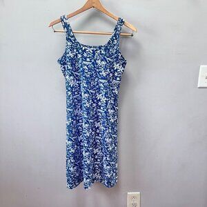 Columbia Womens Blue & White Floral Print Sleeveless‎ Casual Dress Size Small